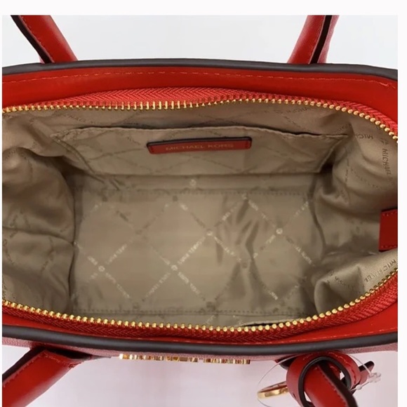 Michael Kors Avril Small Leather Top-Zip Satchel Color Flame - Picture 14 of 16